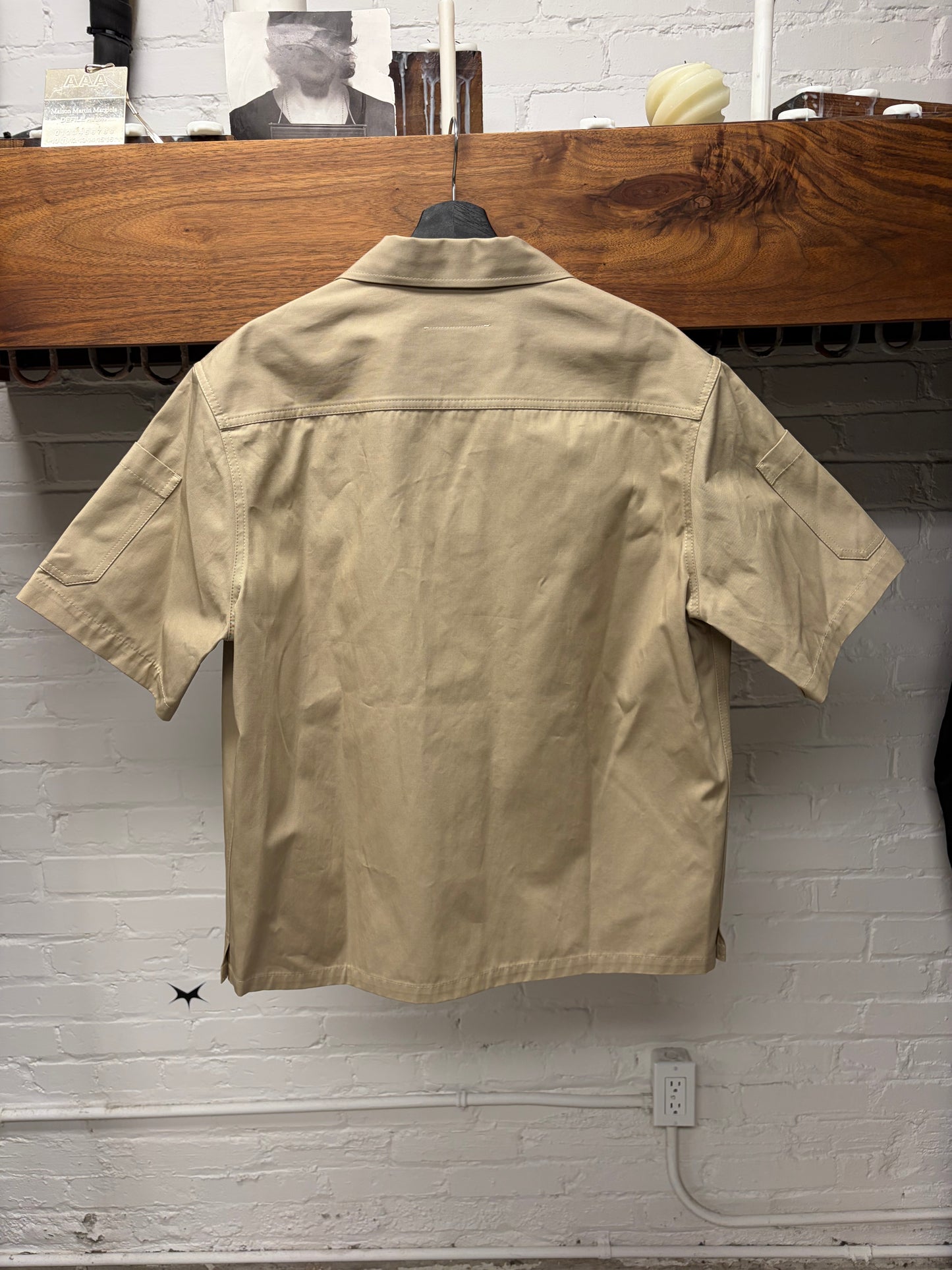 Maison Margiela Gabardine Embroidered Logo Collared Shirt