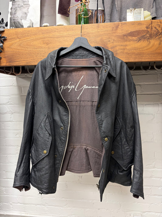 1982 Yohji Yamamoto ‘Hand Signature’ Black Leather Biker Jacket