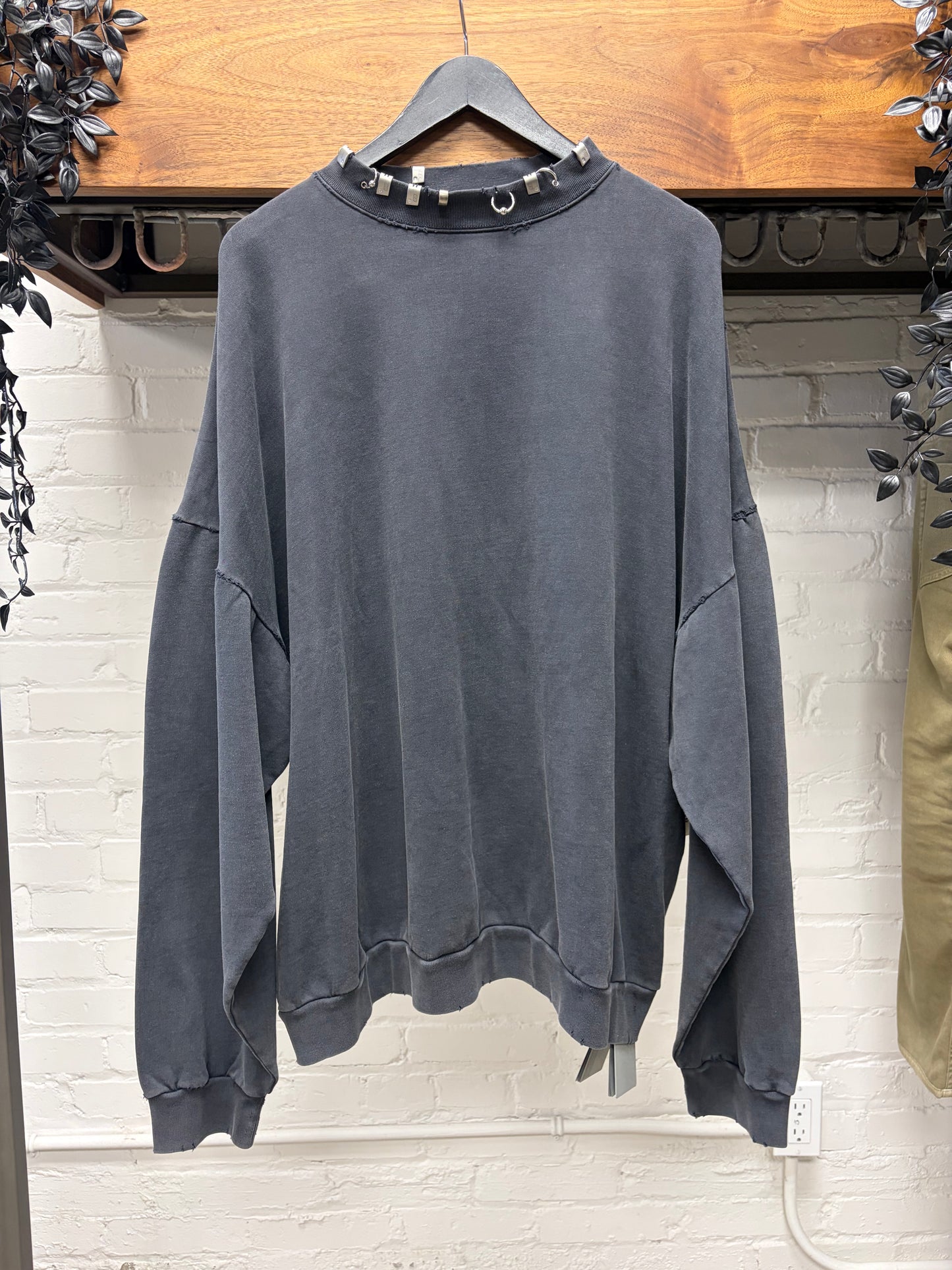 AW2024 Balenciaga ‘Piercing’ Faded Black Mock Neck Long Sleeve Shirt