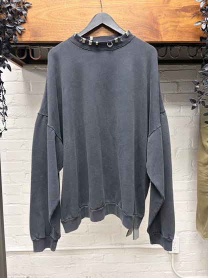 AW2024 Balenciaga ‘Piercing’ Faded Black Mock Neck Long Sleeve Shirt