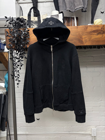 Chrome Hearts Leather Plus Cross ‘Fuck You’ Black Label Premium Zip-Up Hoodie