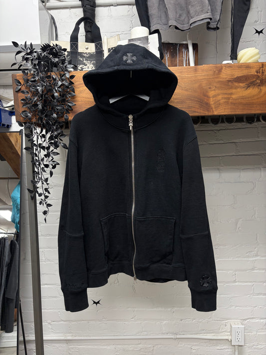 Chrome Hearts Leather Plus Cross ‘Fuck You’ Black Label Premium Zip-Up Hoodie