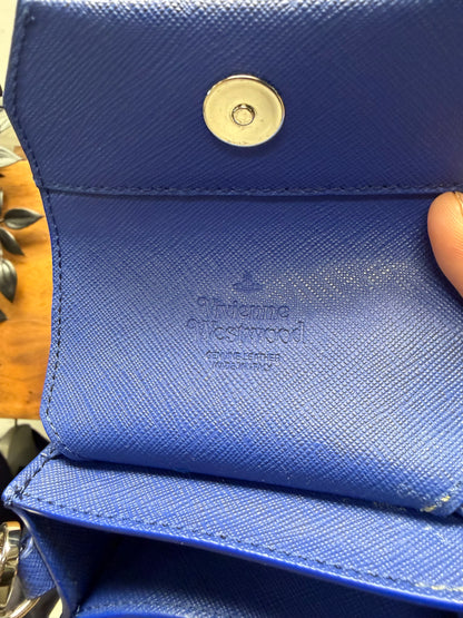 Vivienne Westwood ‘Orb Logo’ Blue Grained Leather Crossbody Bag