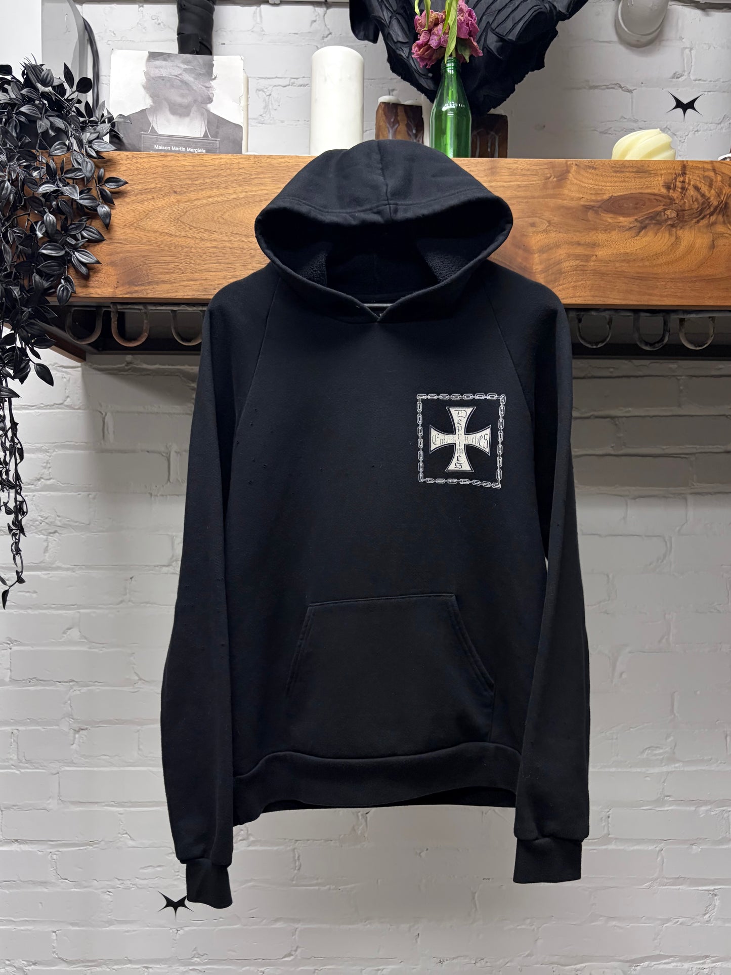 Enfants Riches Deprimes Iron Cross ‘Croix avec Roses’ Chain Black Hoodie