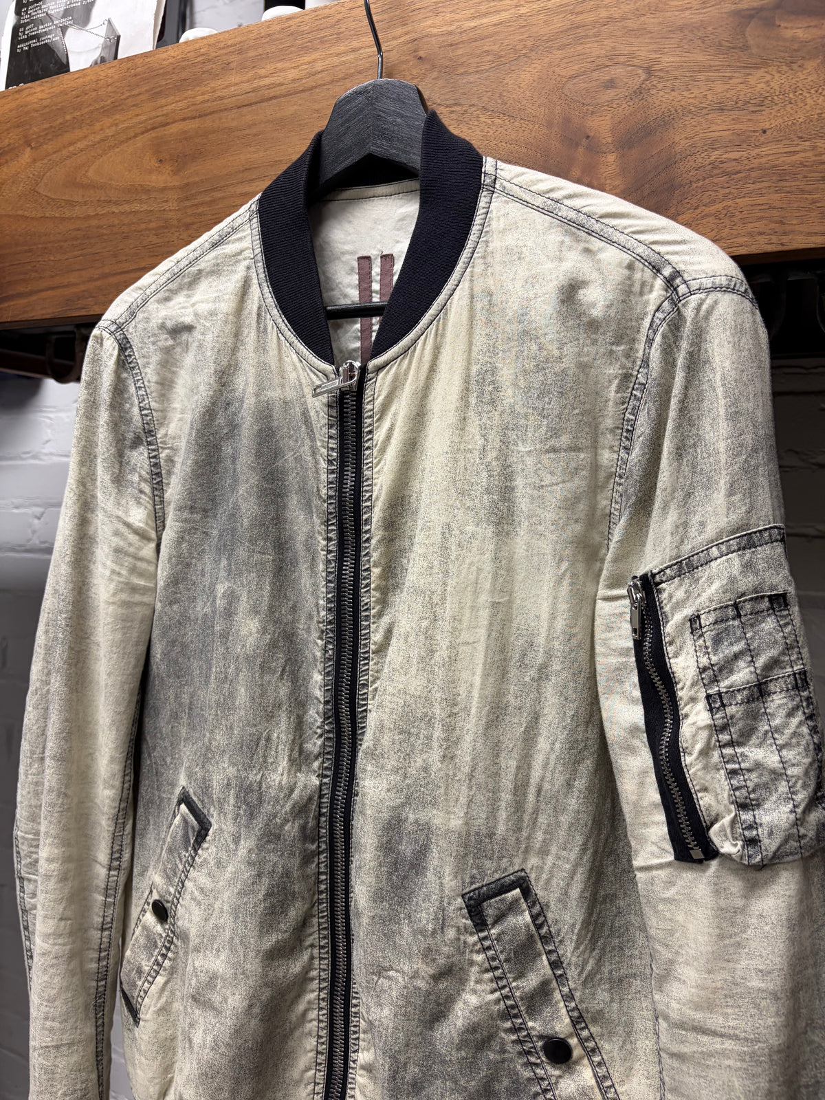 SS2017 Rick Owens ‘Walrus’  Black/Grey Fade Cotton Bomber Jacket