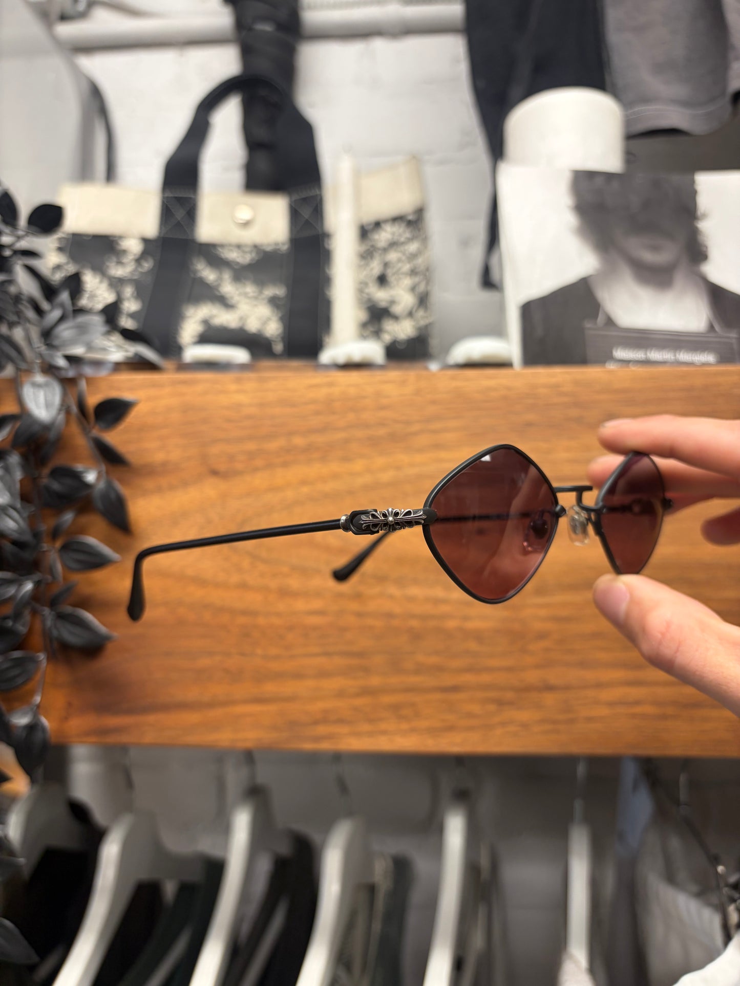 Chrome Hearts ‘Diamond Dog’ Black/Purple Tint Diamond Shape Sunglasses