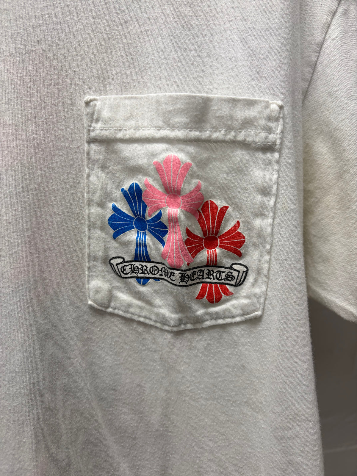 Chrome Hearts Multi-Color ‘Cemetery Cross’ White Short Sleeve Shirt