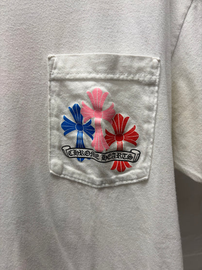 Chrome Hearts Multi-Color ‘Cemetery Cross’ White Short Sleeve Shirt