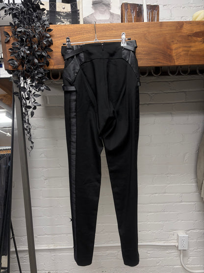 SS2010 Gucci by Frida Giannini Crystal Harness Closure Black Silk Trousers
