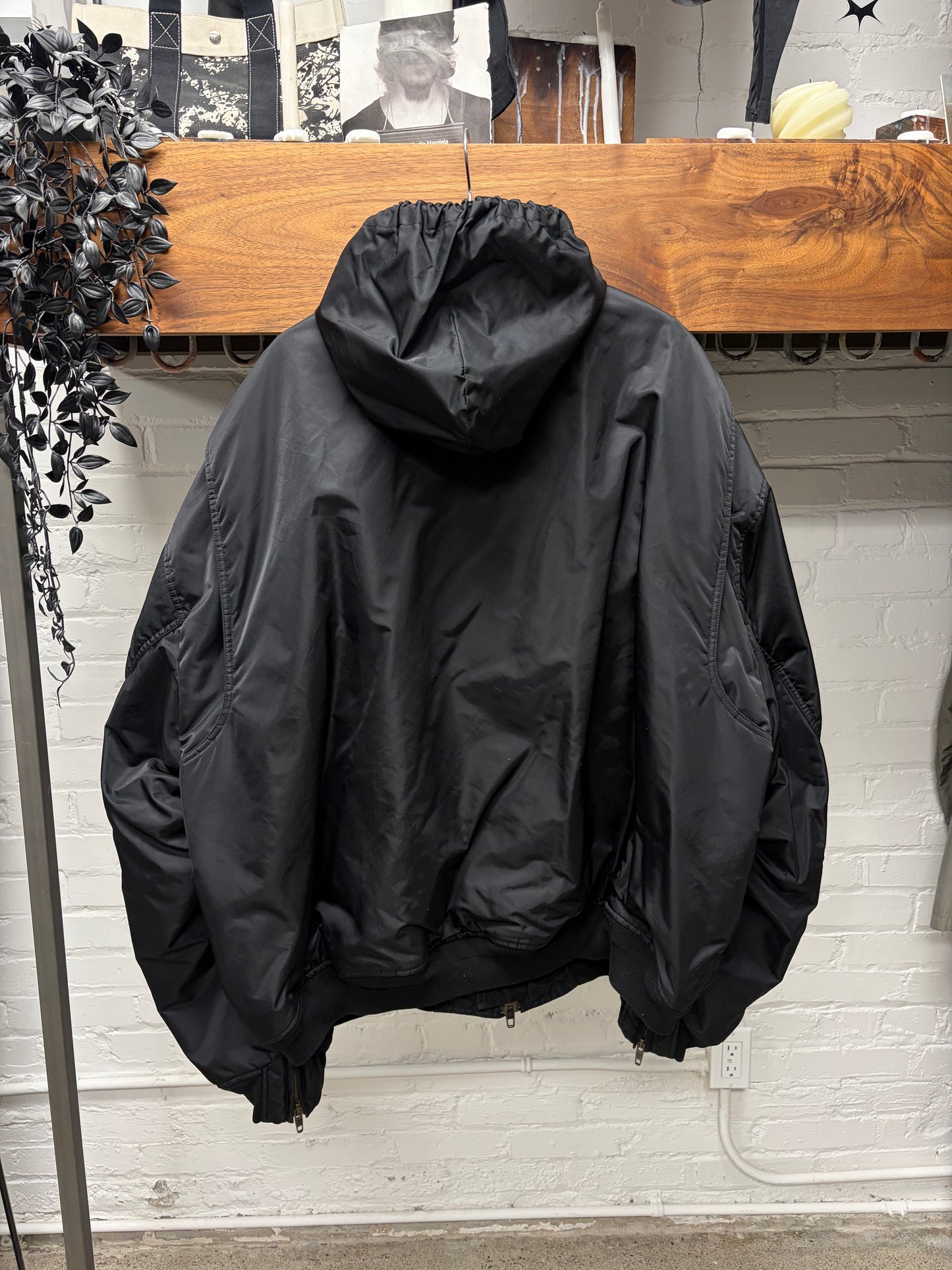SS2022 Balenciaga ‘3B Sport Icon’ Black Hooded Bomber Jacket