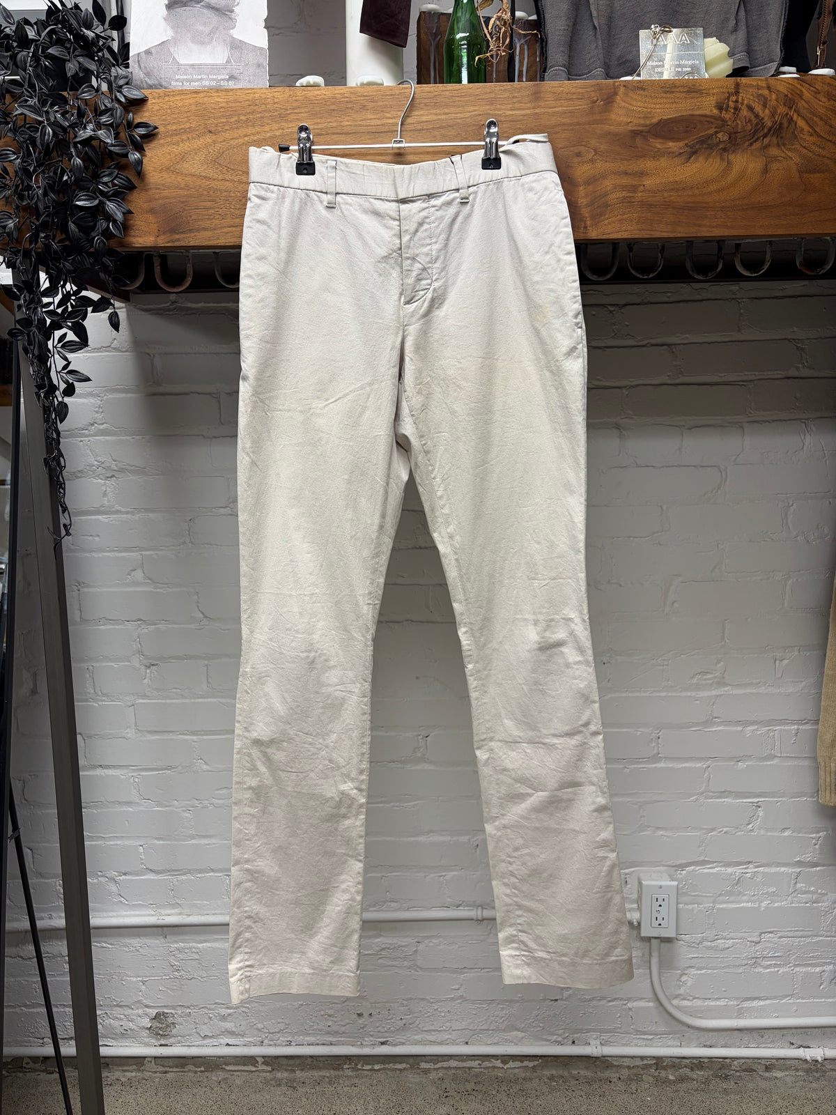Vintage Helmut Lang Cream Cotton Pants with Back of Knee Pockets