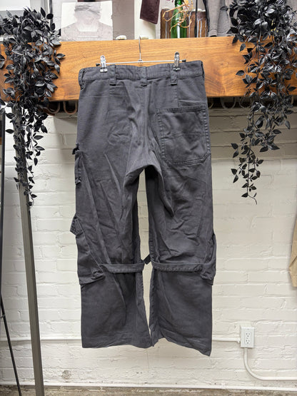 Acne Studios ‘Pointal’ Cotton Canvas Grey Wide Leg Cargo Pants