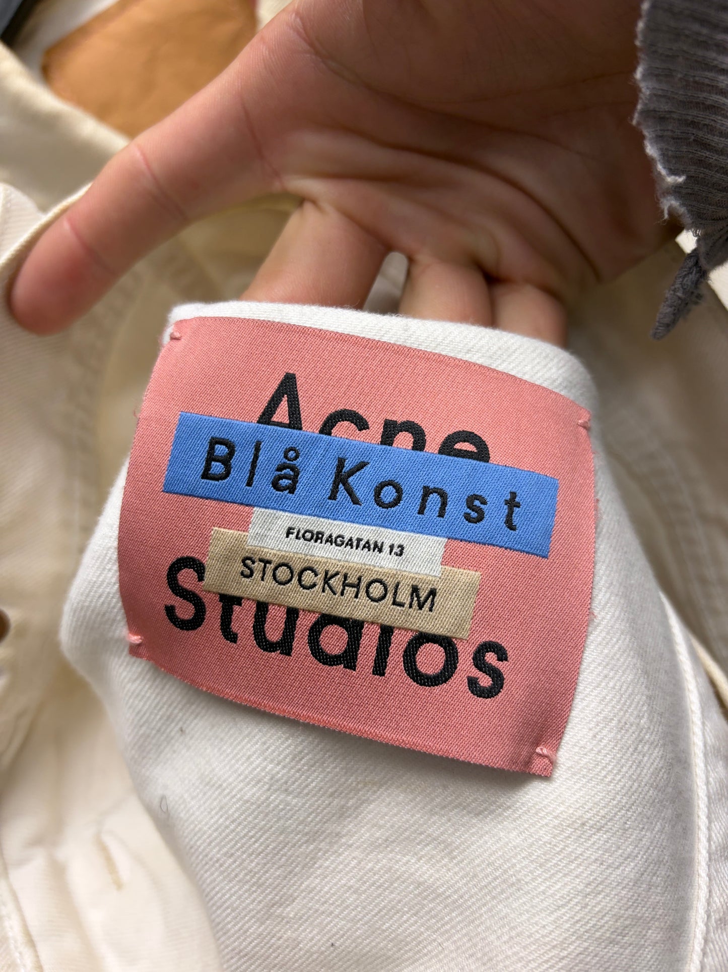 Acne Studios ‘Pass’ White ‘Bla Konst’ Denim Trucker Jacket