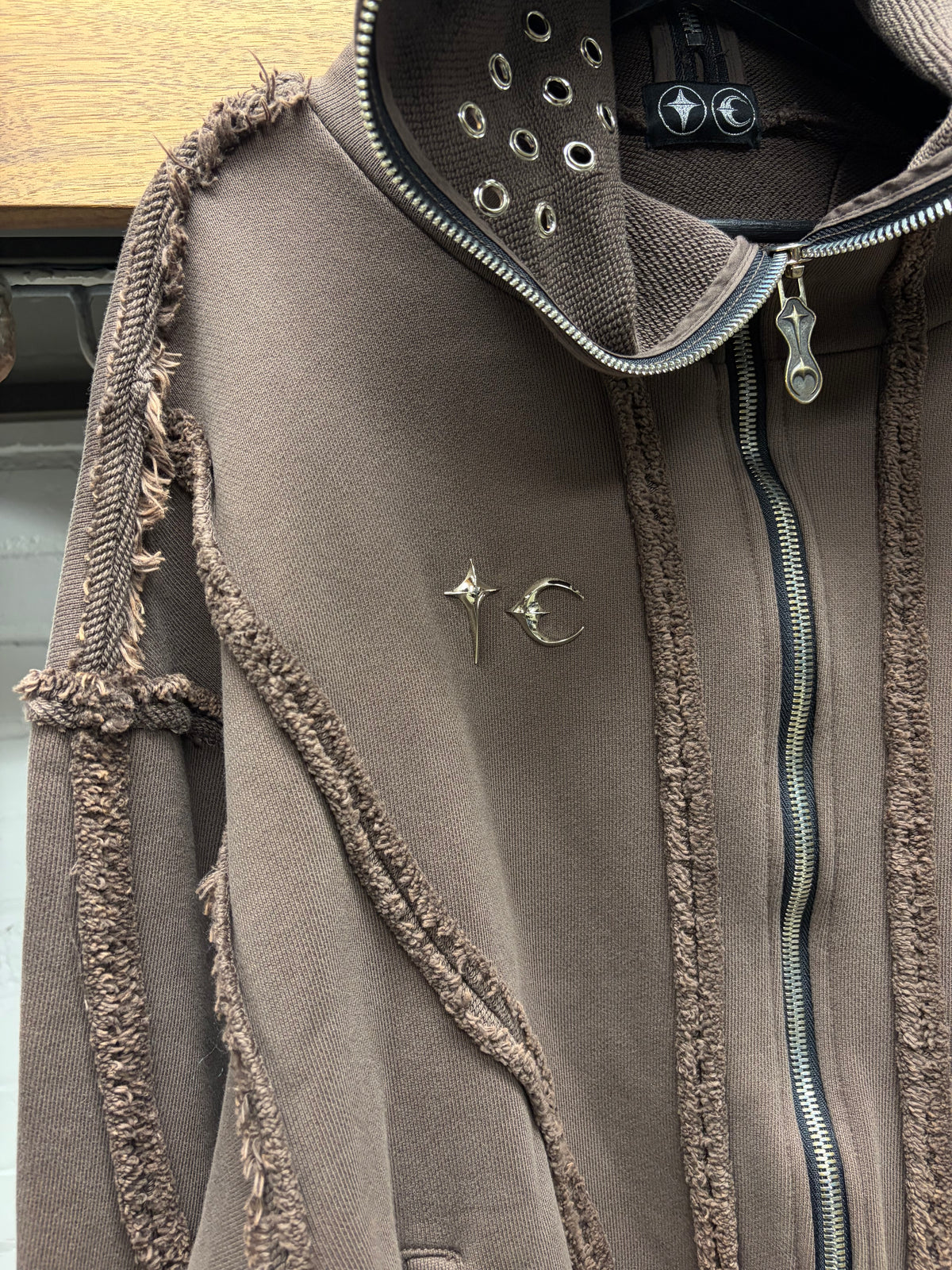 Thug Club ‘Gladiator’ Brown Full-Zip Heavyweight Cotton Hoodie