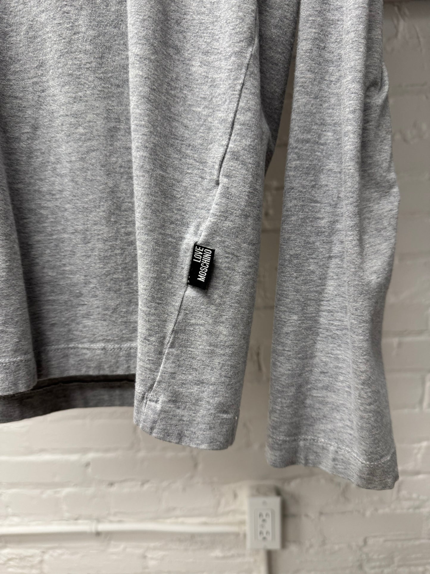Moschino ‘I’m No Delinquent’ Studded Grey Long Sleeve Shirt