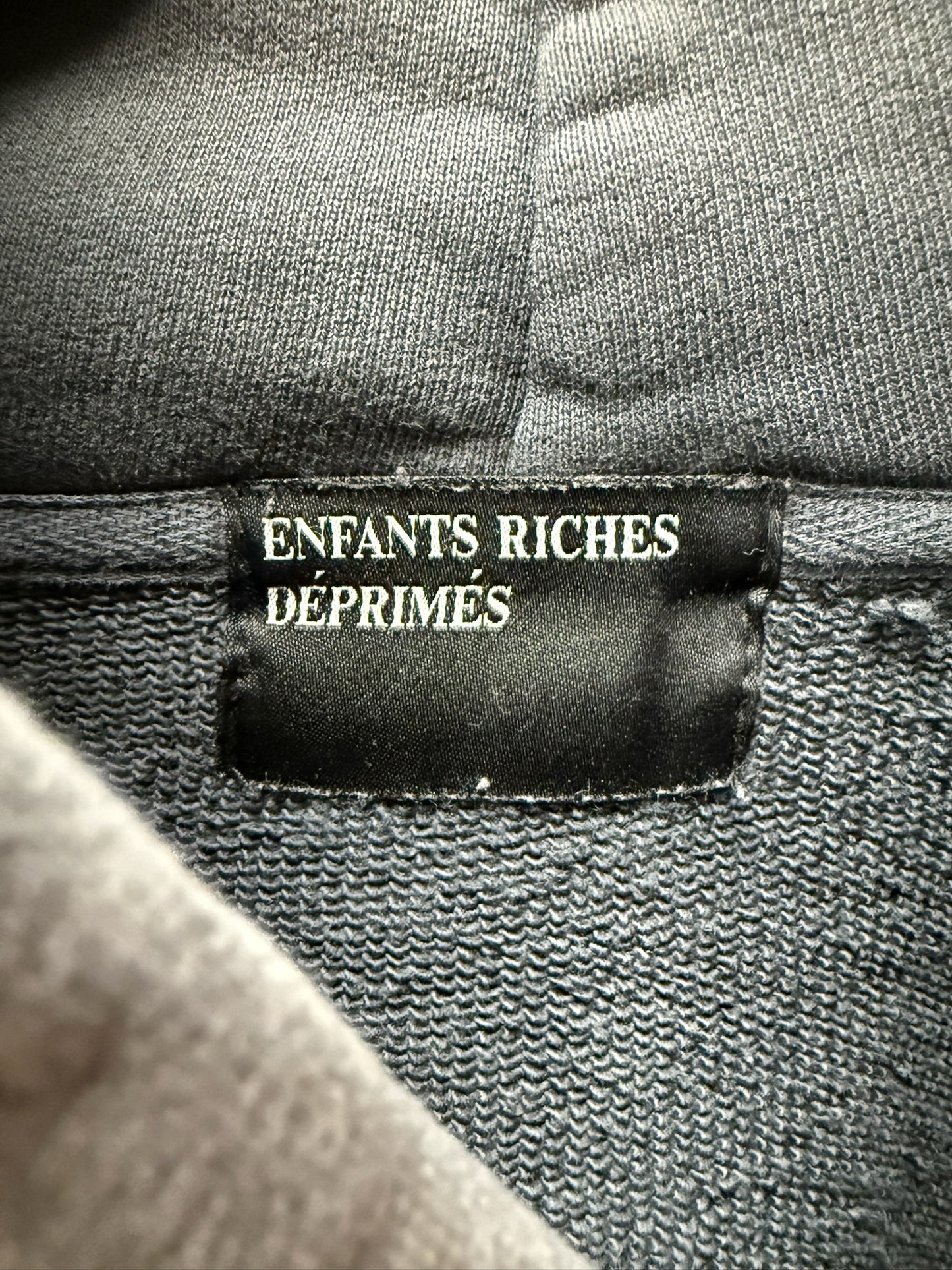 Enfants Riches Deprimes ‘Ticket to Death’ Faded Black French Terry Cotton Hoodie
