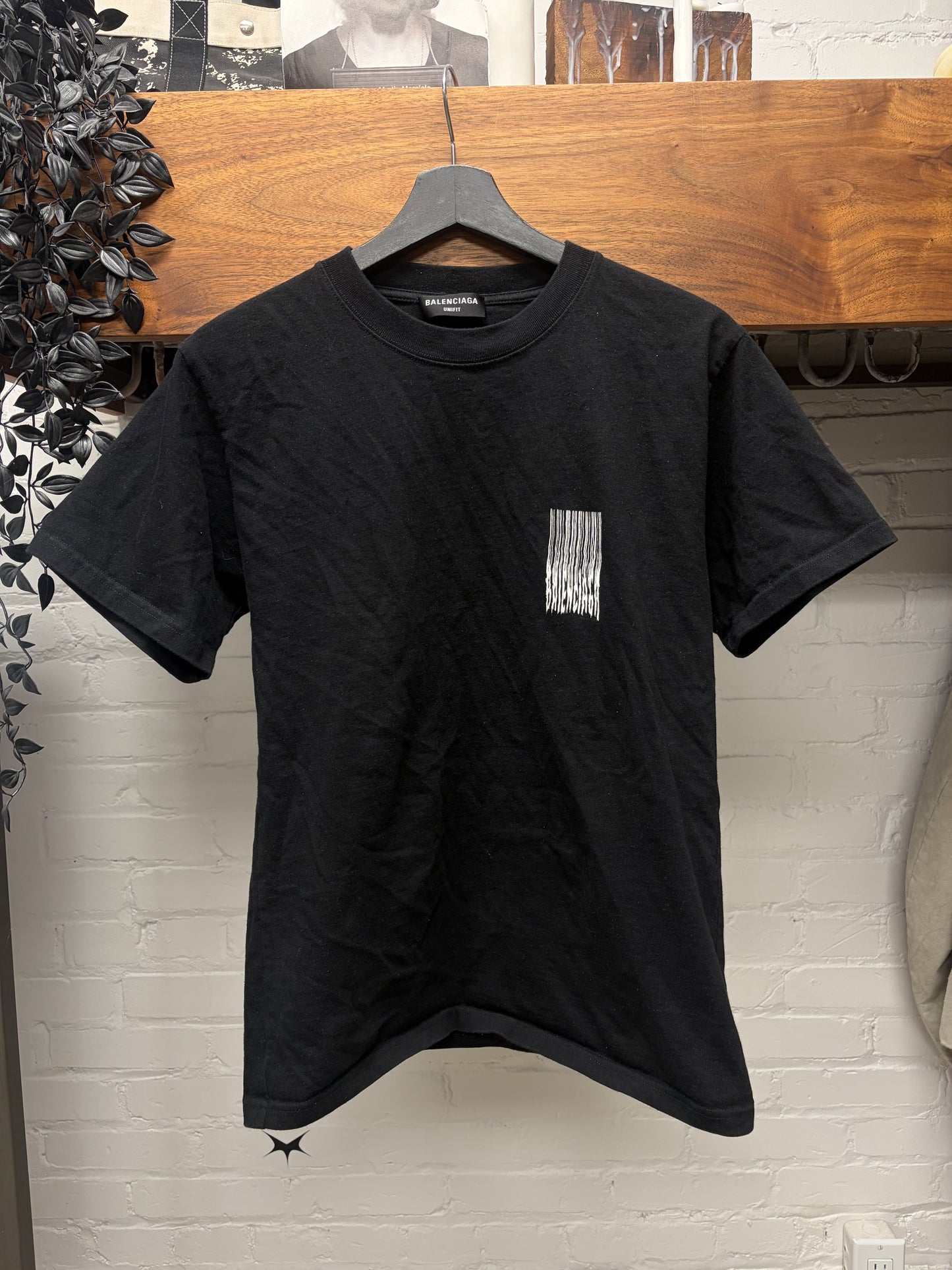 2021 Balenciaga ‘Trippy Barcode Logo’ Black Graphic T-Shirt