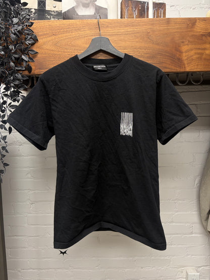 2021 Balenciaga ‘Trippy Barcode Logo’ Black Graphic T-Shirt