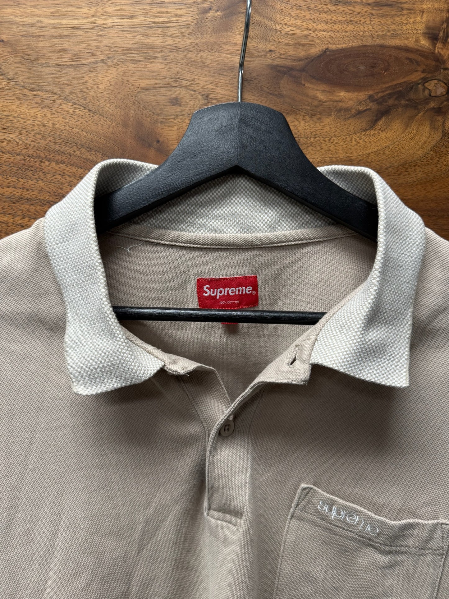 AW15 Supreme Chest Logo Pocket Long Sleeve Polo