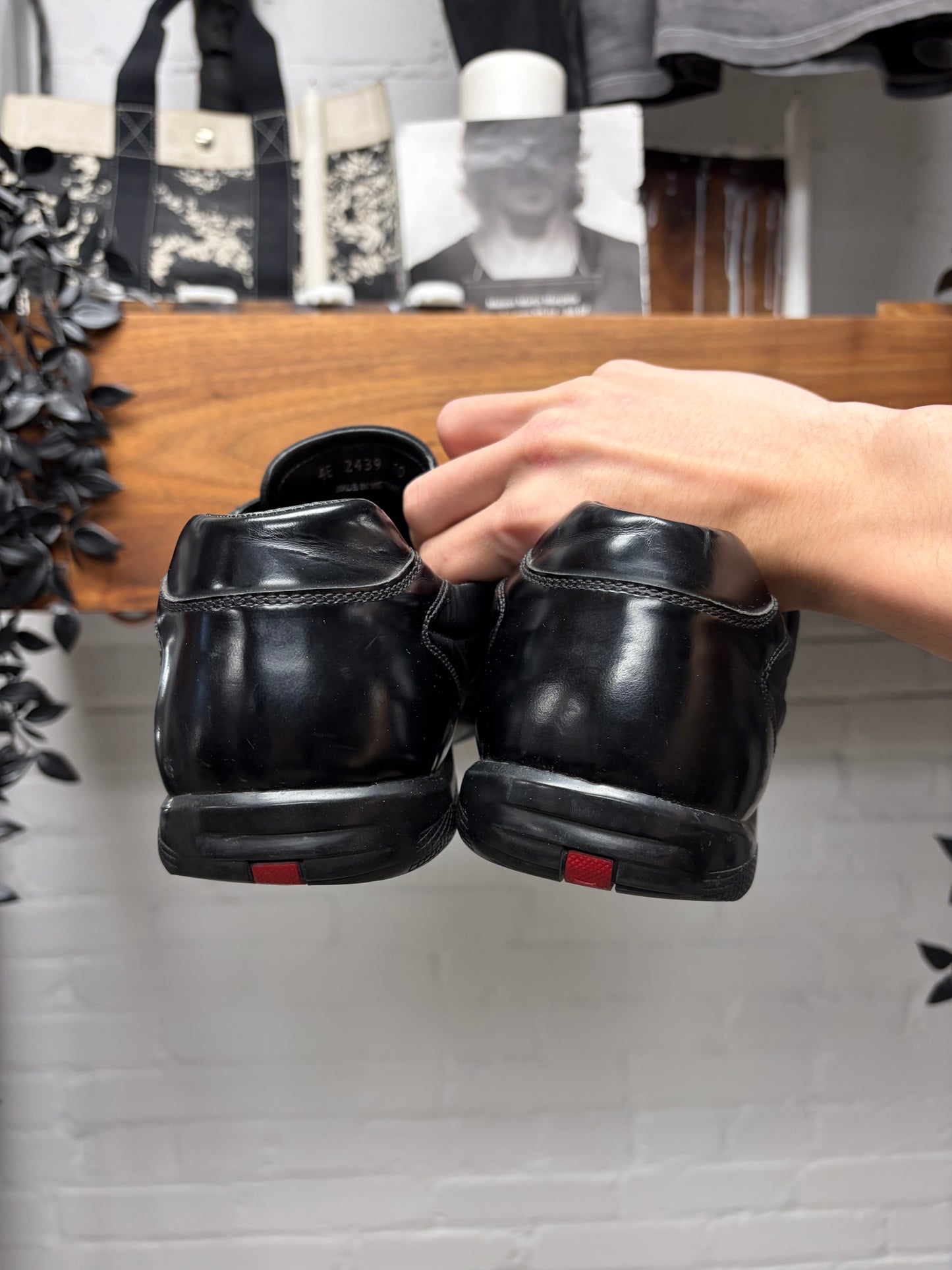 Prada Sport Black Nylon/Patent Leather Low Top Sneakers