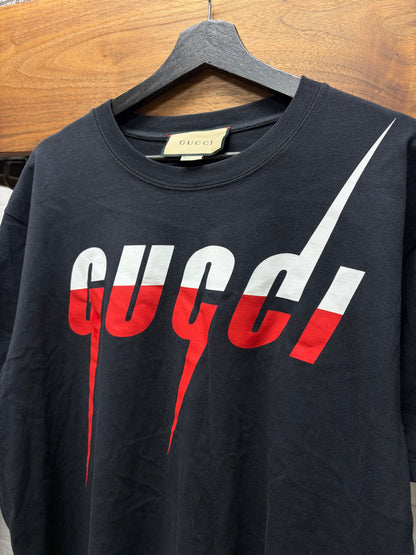 2018 Gucci ‘Blade Logo’ Black/Red Logo T-Shirt