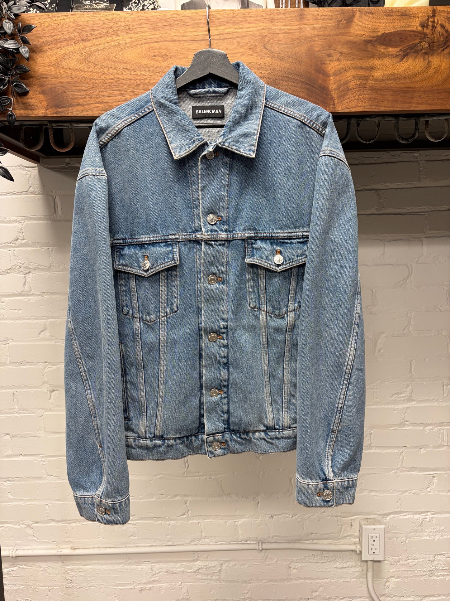 2020 Balenciaga ‘Multi Language’ Blue Denim Trucker Jacket