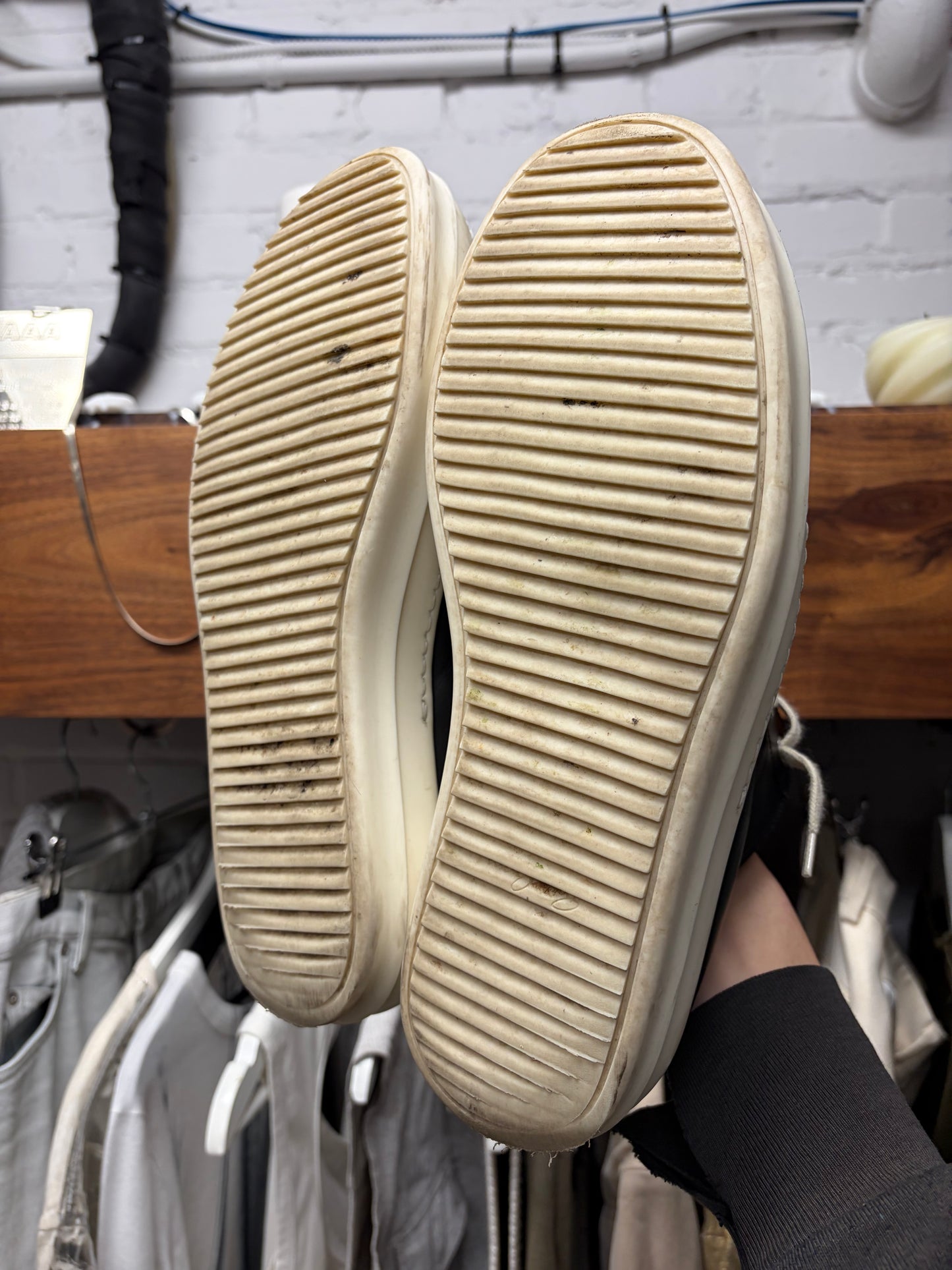 Rick Owens ‘Ramones’ Black/Milk Leather Low Top Sneakers