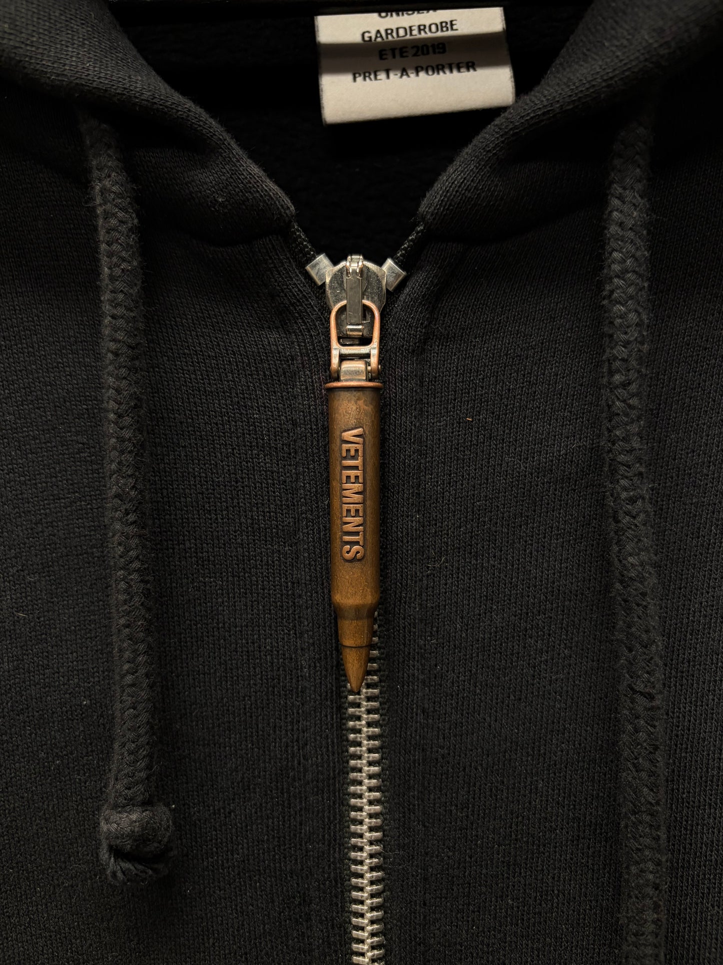 SS2019 Vetements ‘Bullet Shell’ Black Zip-Up Hoodie