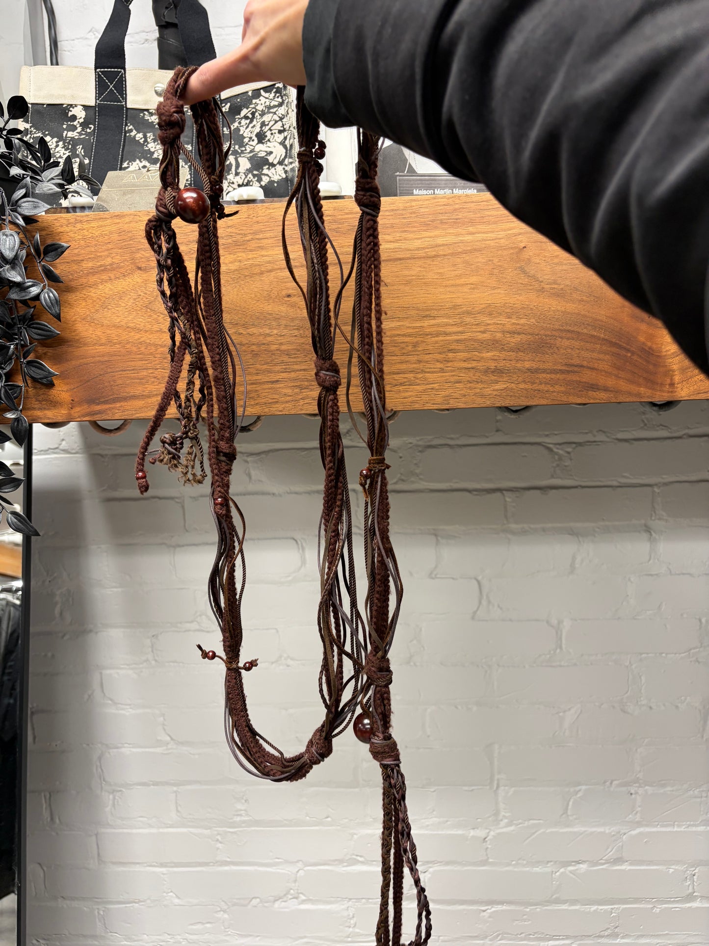 AW2002 Number (N)ine Braided Brown Leather Rope Belt
