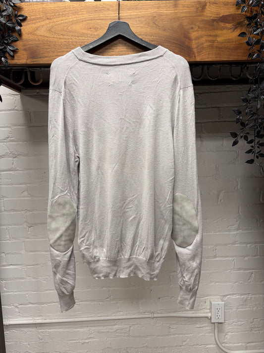 SS2020 Maison Margiela Grey Wool Knit Sweater with Suede Elbow Patches