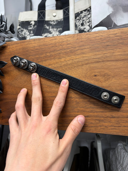 Chrome Hearts x Rolling Stones ‘Tongue & Lips’ 925 Silver Black Leather Snap Bracelet