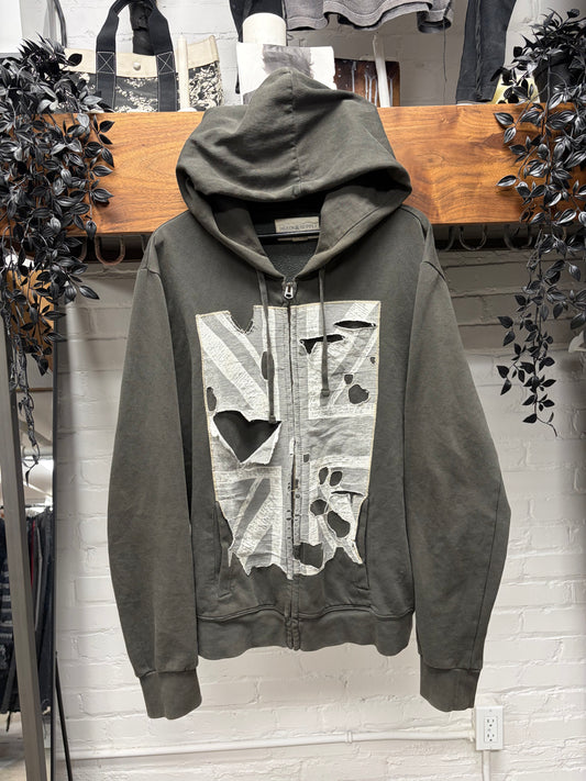 Denim & Supply Ralph Lauren ‘Union Jack’ Distressed/Faded Zip-Up Hoodie