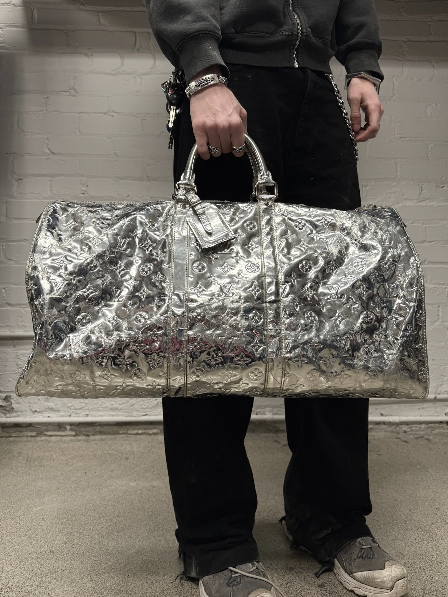 Louis Vuitton by Virgil Abloh ‘Keepall 55’ Silver Coated Duffle Bag