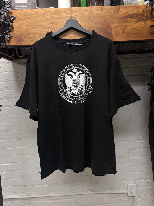 Project G/R ‘University’ Distressed Black Two-Way T-Shirt