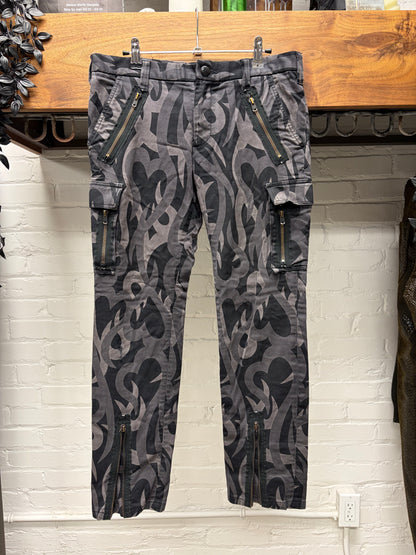 AW2004 Number (N)ine ‘Give Peace a Chance’ Tribal Heart Camouflage Black Skinny Jeans