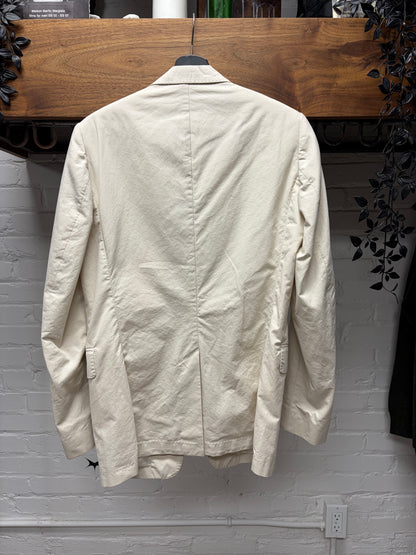 Dries Van Noten Cream Cotton Single Button Blazer