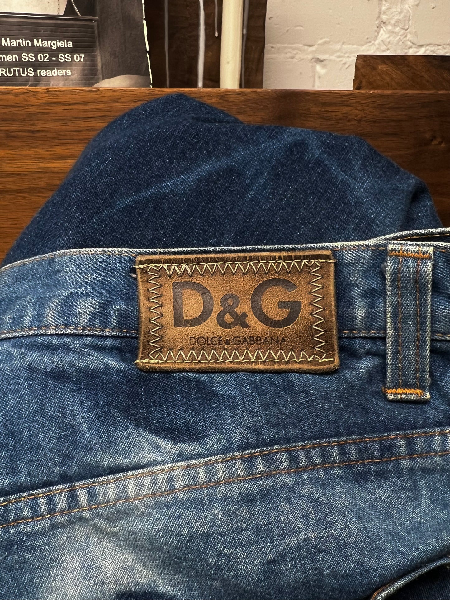 Dolce & Gabbana Bleach Dyed Blue Wide Leg Denim