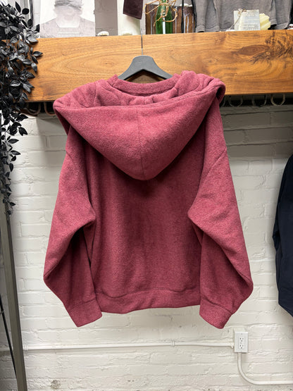 Kapital ‘Kesa’ Rustic Red Fleece Scarf Wrapped Pullover Hoodie