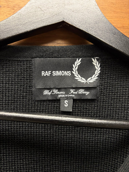 Raf Simons x Fred Perry ‘Metal Crest Logo’ Knit Black Cardigan Sweater