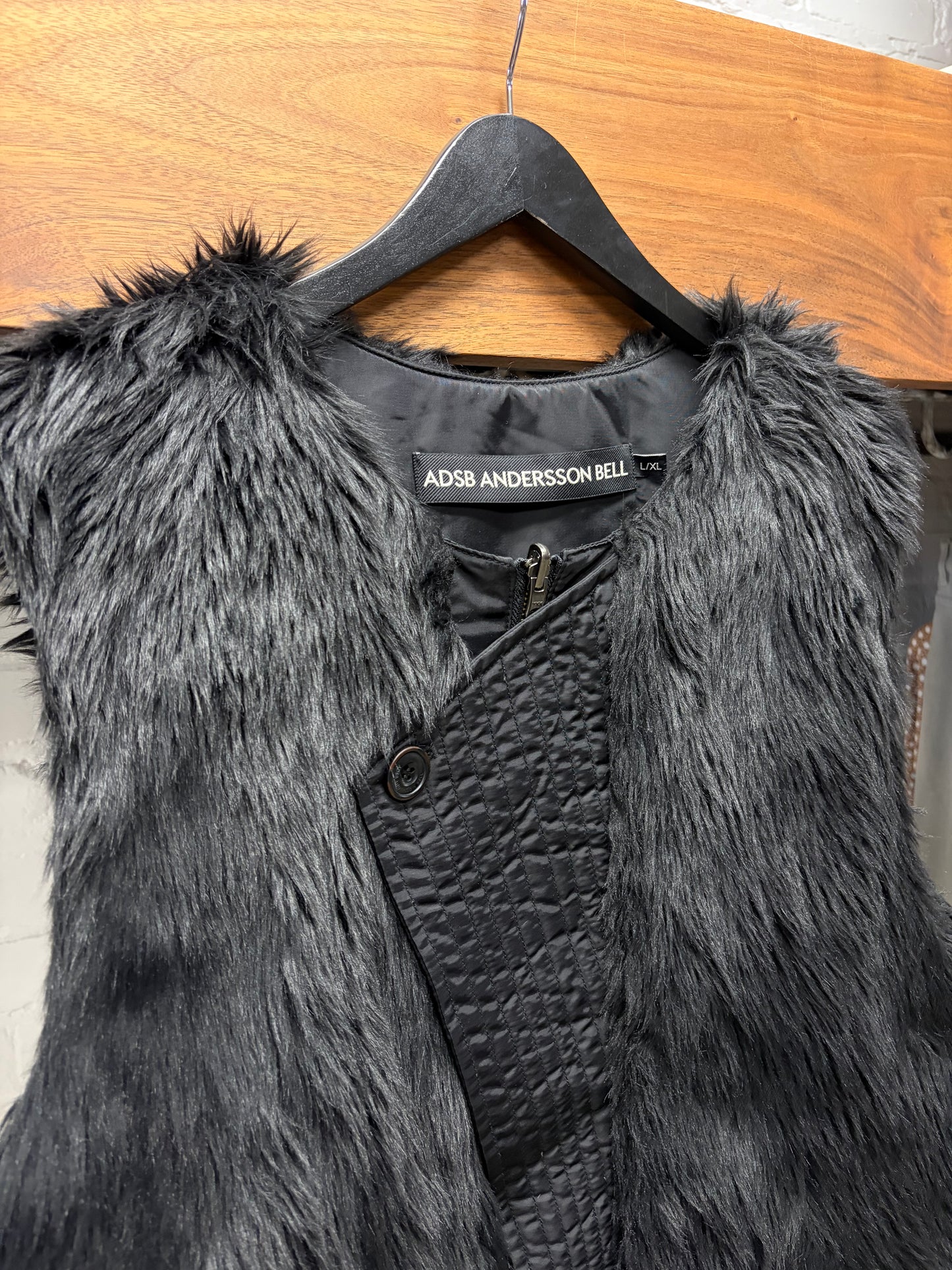 Anderson Bell Black Faux-Fur Vest