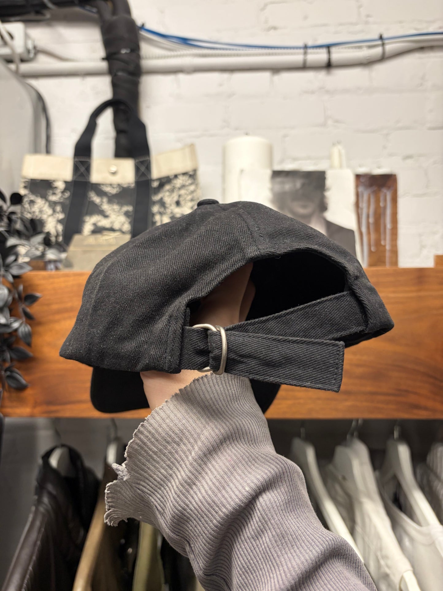 Acne Studios Embroidered ‘Brim Logo’ Strap-Back Black Baseball Cap
