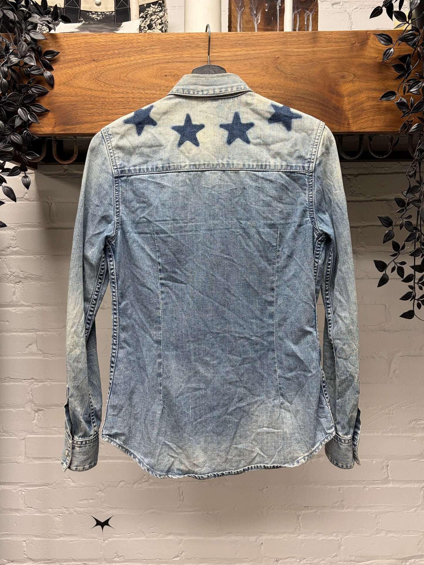 2017 Givenchy by Ricardo Tisci ‘Stars’ Denim Button Snap Shirt