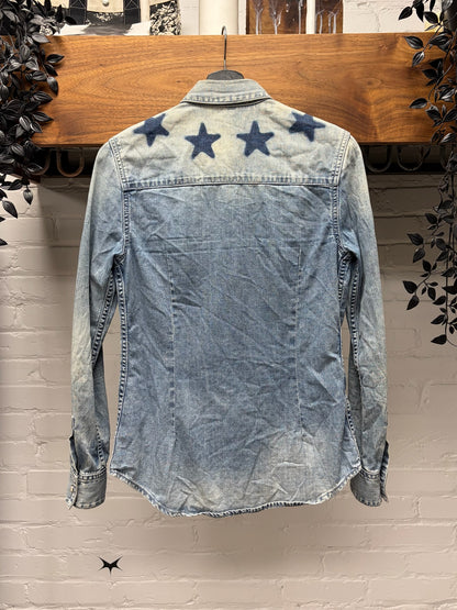 2017 Givenchy by Ricardo Tisci ‘Stars’ Denim Button Snap Shirt