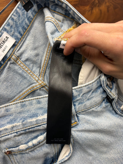 2022 Balenciaga Light Washed Blue Wide Leg Denim