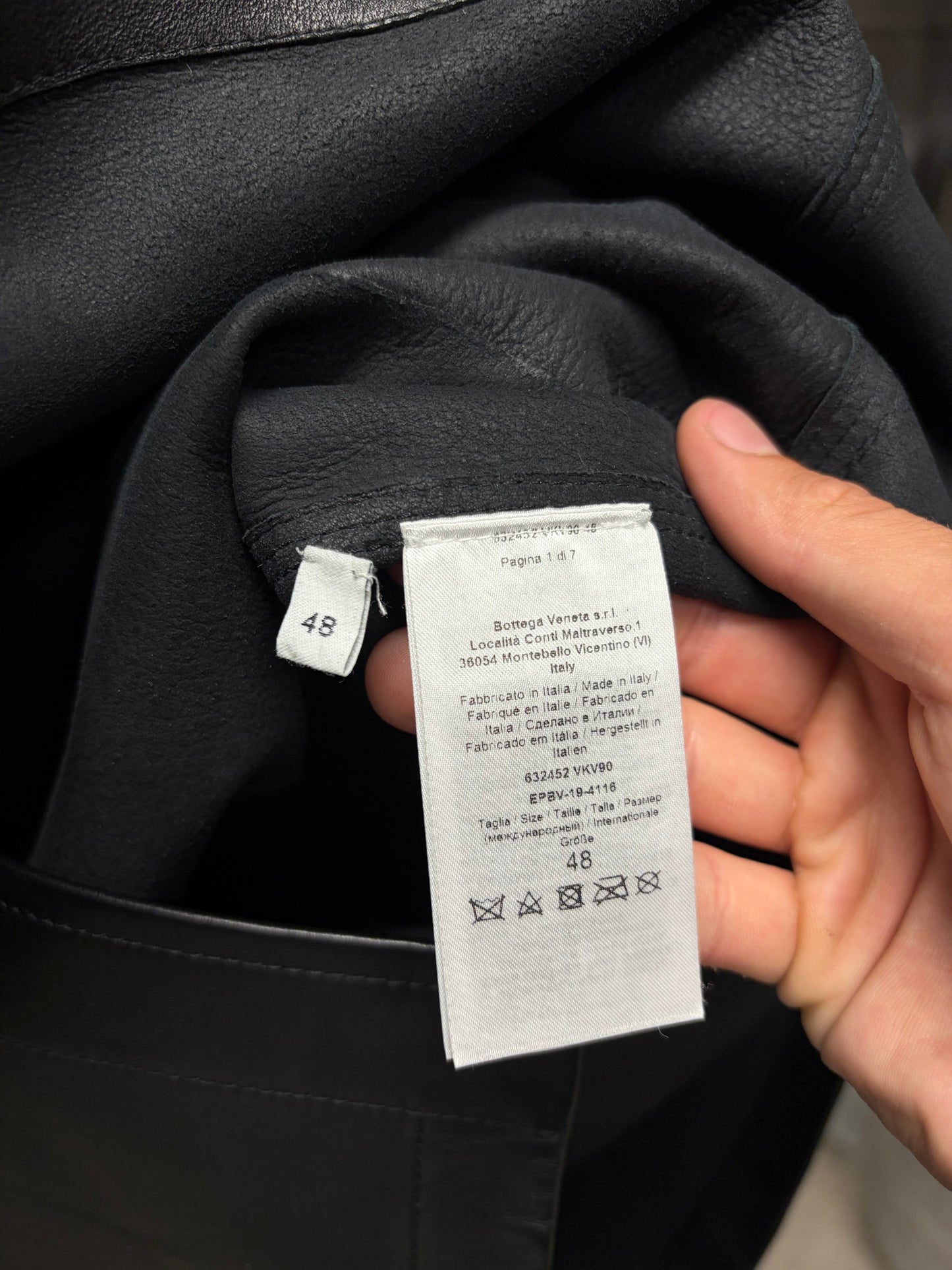 SS2020 Bottega Veneta ‘Polished Button’ Black Leather Oversized Work-Shirt