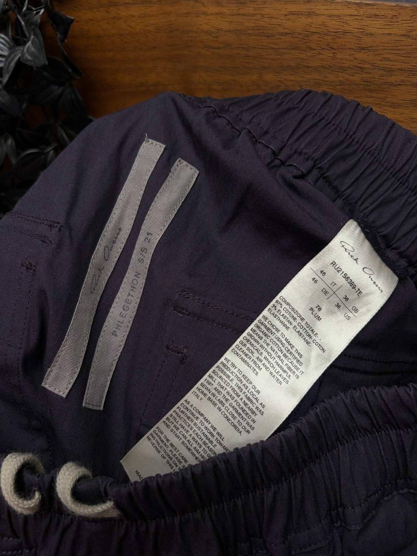 Rick Owens ‘Plum’ Purple Drop Crotch ‘Pod’ Drawstring Cargo Shorts