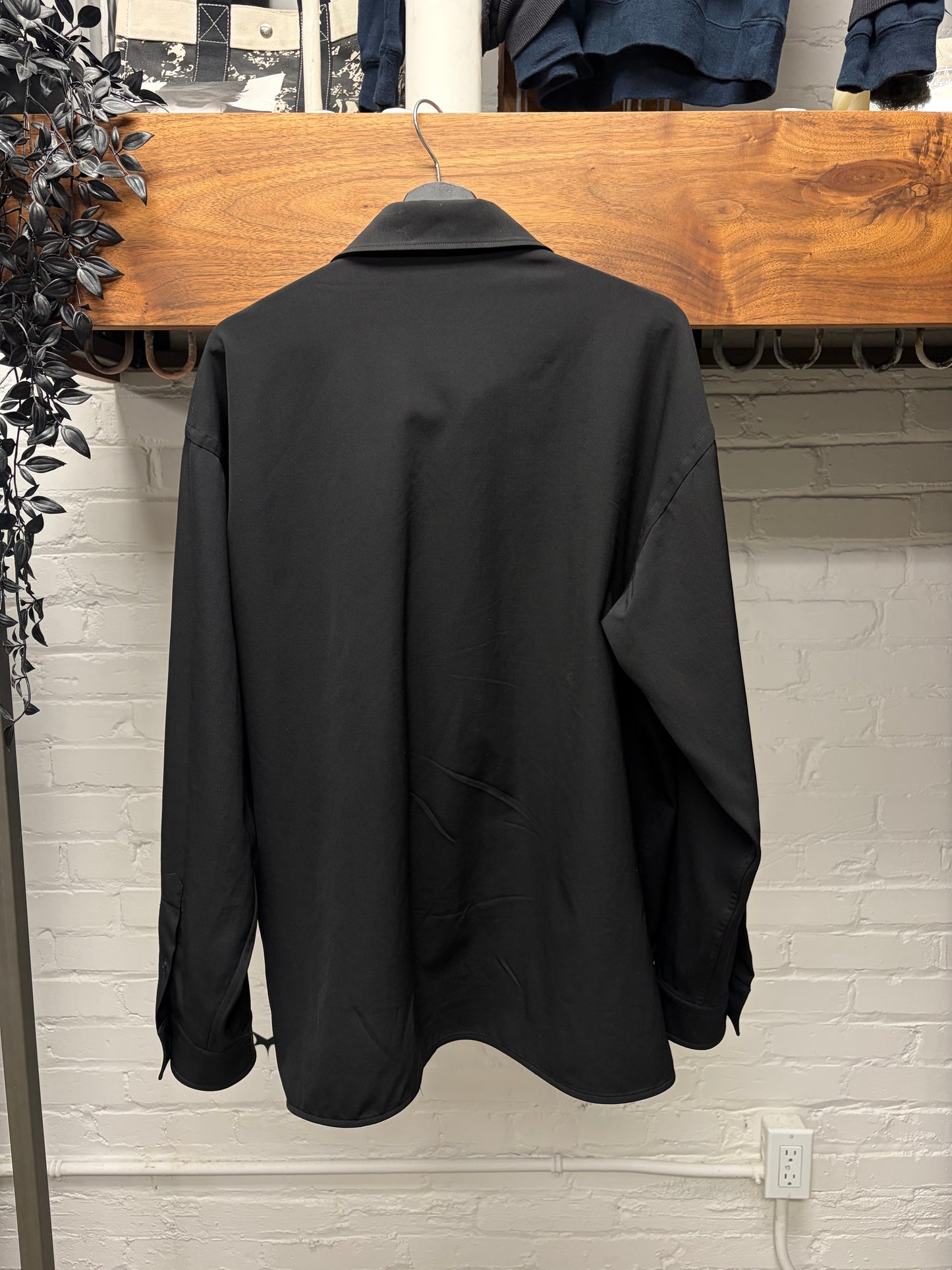 2021 Balenciaga Black ‘Silk Monogram Interior’ Black Button Up Shirt