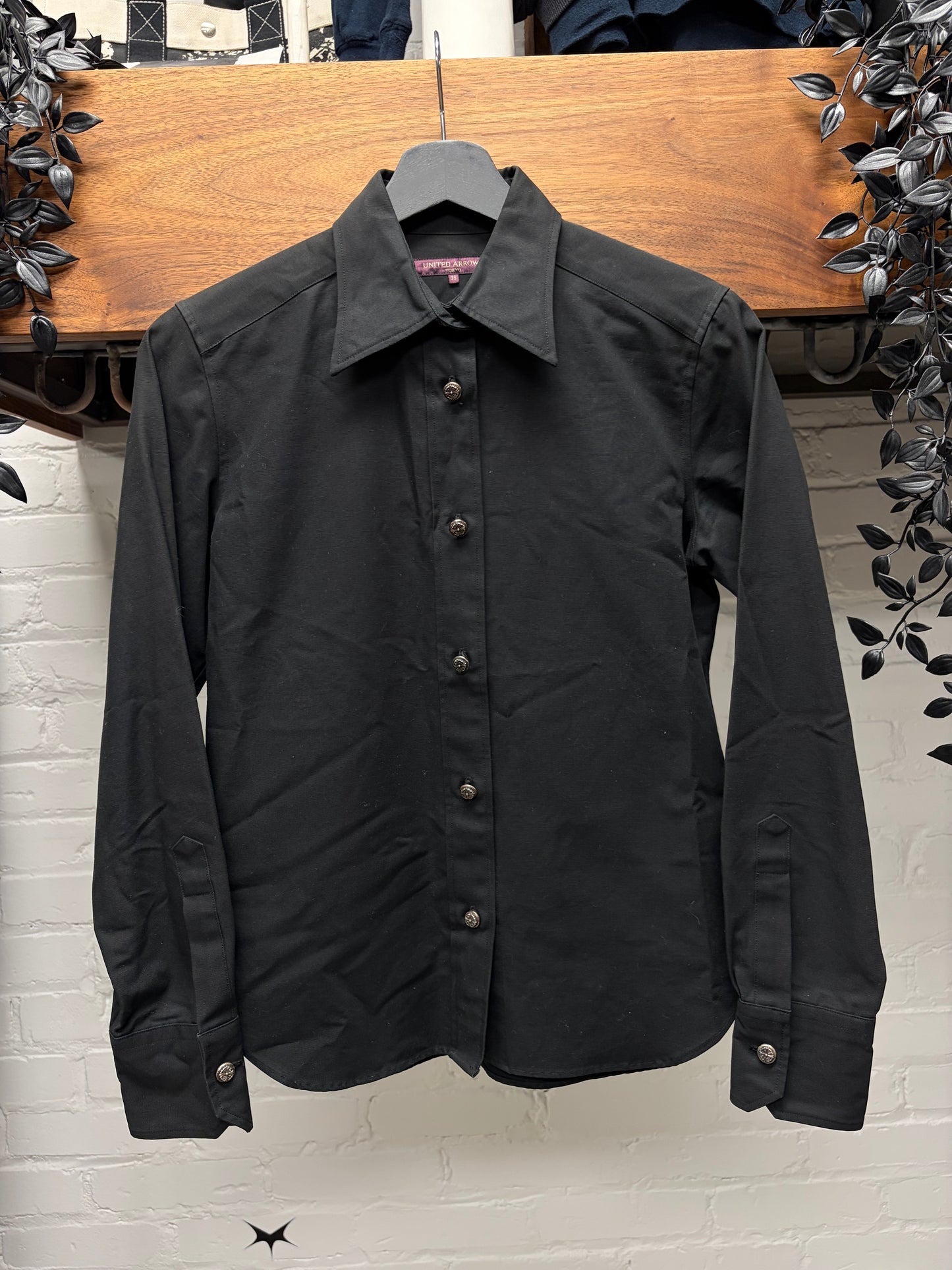 Vintage 90s Chrome Hearts x United Arrows Custom Order Leather Cross Patch Button Up Shirt