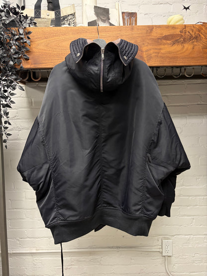 Rick Owens ‘Exploder’ Black Split Hood Padded Bomber Jacket