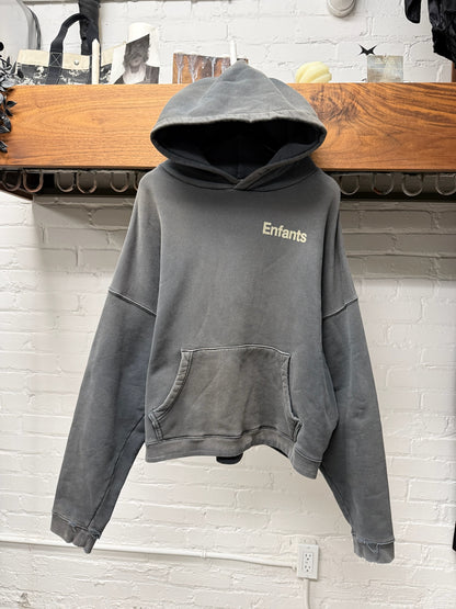 Enfants Riches Deprimes ‘Ticket to Death’ Faded Black French Terry Cotton Hoodie